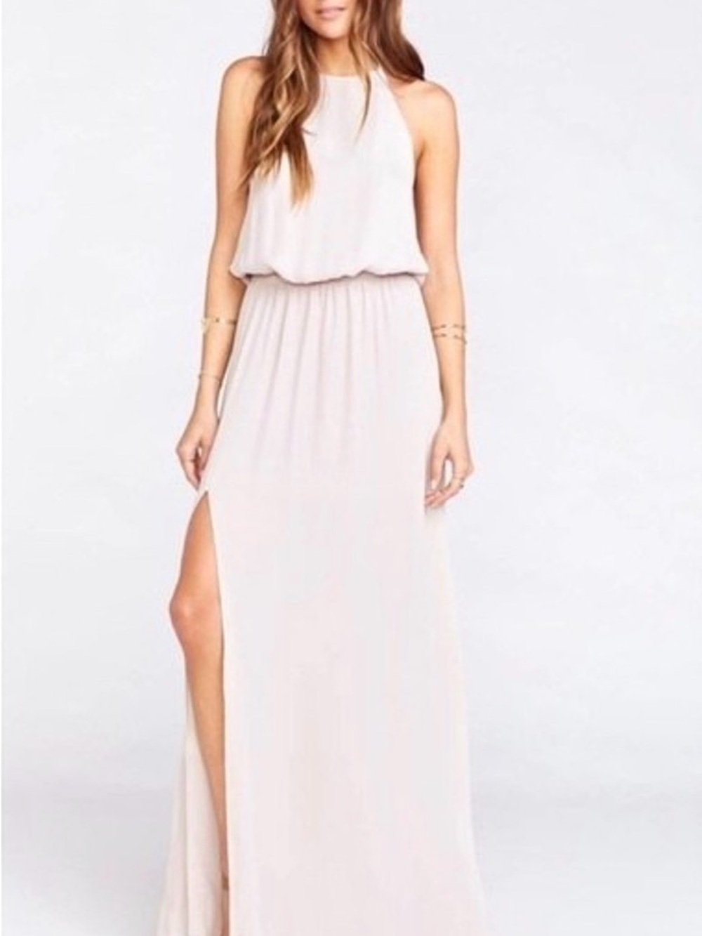 Show me your mumu Heather halter dress in show me the ring crisp - S